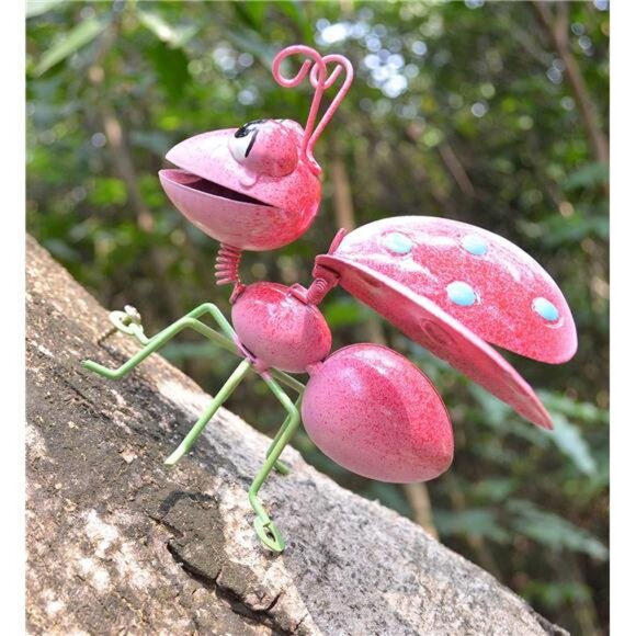 Outdoor Wall Ladybug and Mantis Metal Set of 2 Yard Art-Perfect Garden - Picture 3 of 7